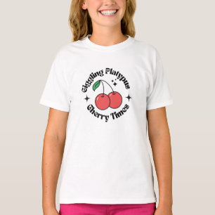 Beige Black Red Simple Cherry Retro T-Shirt