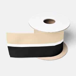 Beige & Black Striped Minimalist Vintage Elegant Satin Ribbon
