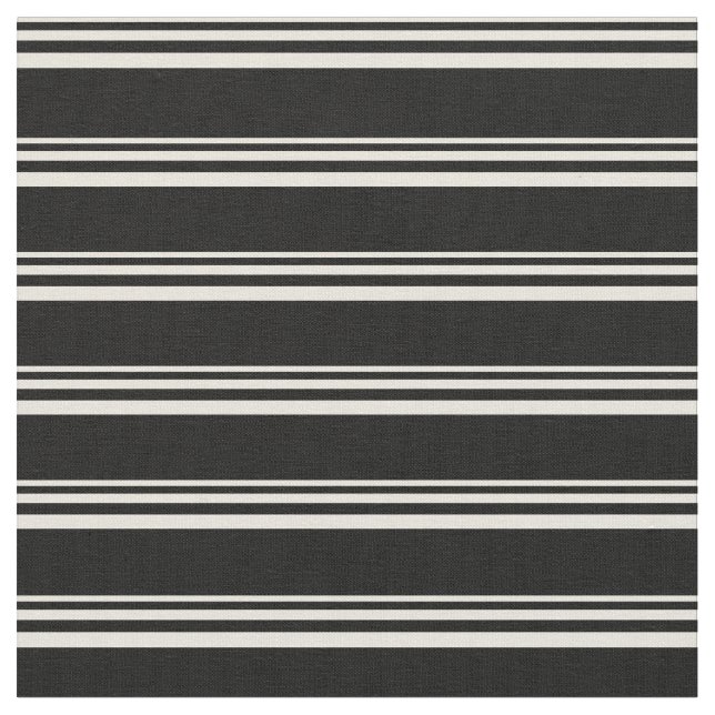 Beige & Black Striped Pattern Fabric (Close Up)