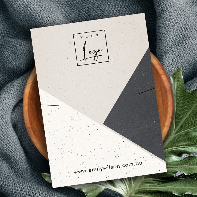 Beige Black White Ceramic Necklace Display Logo Business Card (Creator Uploaded)