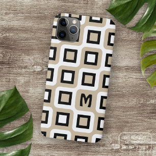 Beige Black White Midcentury Geometric Art Pattern Case-Mate iPhone Case