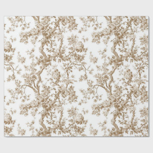 Beige Blossoming Tree Toile Wrapping Paper