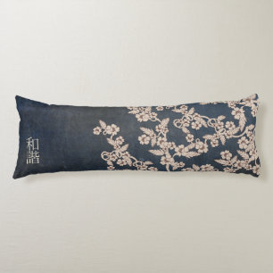 Beige blossoms blue textured "Unison" Body Cushion