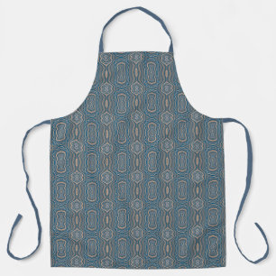 Beige Blue And Grey Alternating Pattern Design  Apron