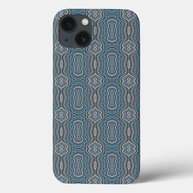 Beige Blue And Grey Alternating Pattern Design  Case-Mate iPhone Case (Back)