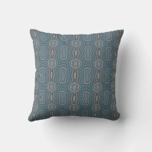 Beige Blue And Grey Alternating Pattern Design  Cushion