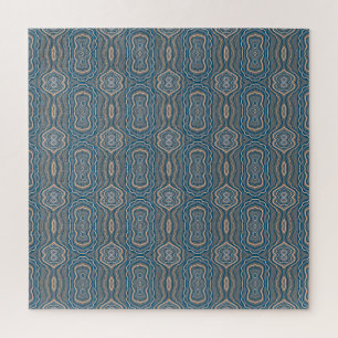 Beige Blue And Grey Alternating Pattern Design  Jigsaw Puzzle