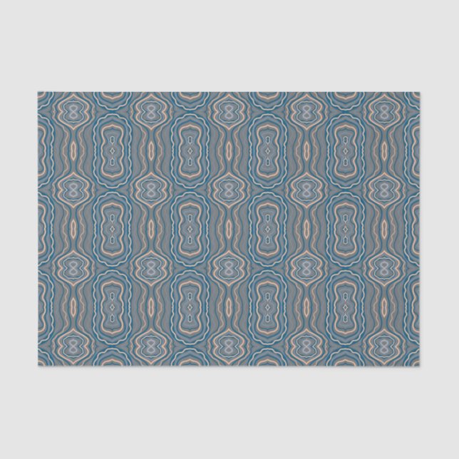 Beige Blue And Grey Alternating Pattern Design  Tissue Paper (Front)