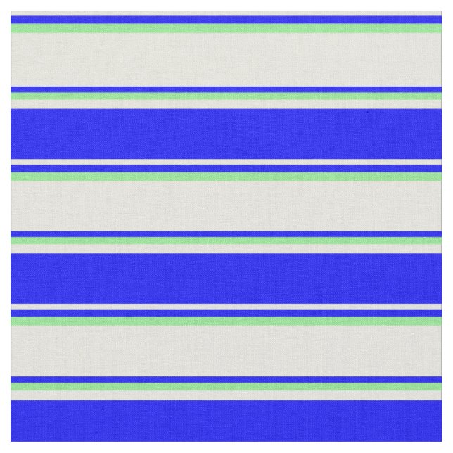 Beige, Blue, and Light Green Coloured Stripes Fabric (Close Up)