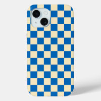 Beige + Blue Check Chequered Chequerboard Pattern