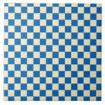 Beige   Blue Check Chequered Chequerboard Pattern Tile<br><div class="desc">Beige   Blue Check Chequered Chequerboard Pattern ceramic tile</div>
