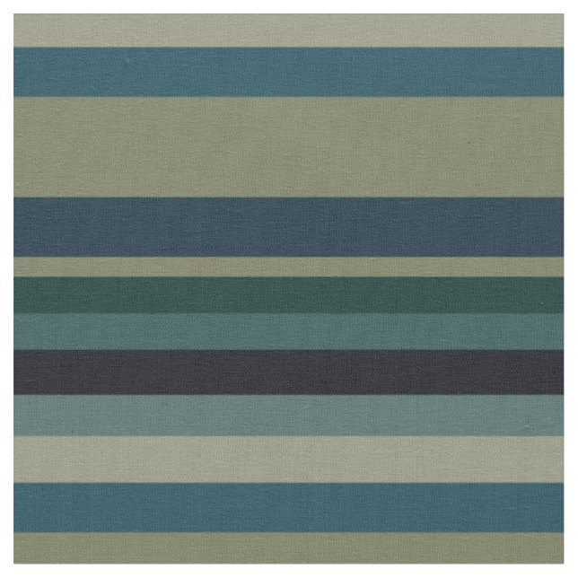 Beige, Blue, green and black stripes Fabric (Close Up)