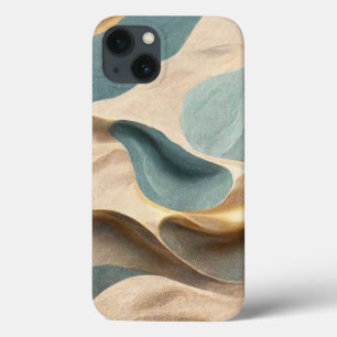 beige blue green modern style wave iPhone 13 case