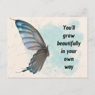Beige Blue Vintage Butterfly Standard Postcard