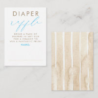 Beige Blue White Diaper Raffle Baby Shower Tickets