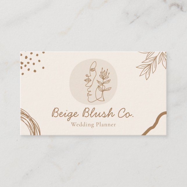 Beige Blush Beauty Couple Wedding Planner Business Card (Front)