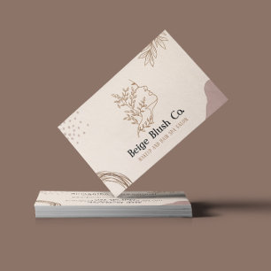Beige Blush Beauty Feminine Boutique Makeup Business Card