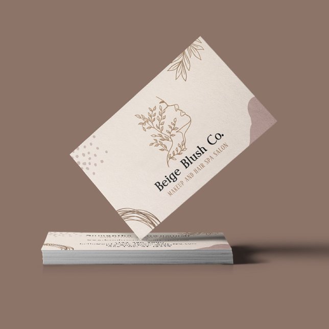Beige Blush Beauty Feminine Boutique Makeup Business Card (Creator Uploaded)