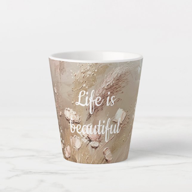 Beige Blush Boho Floral  Latte Mug (Front)