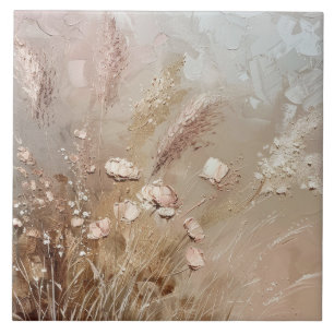 Beige Blush Boho Floral Tile