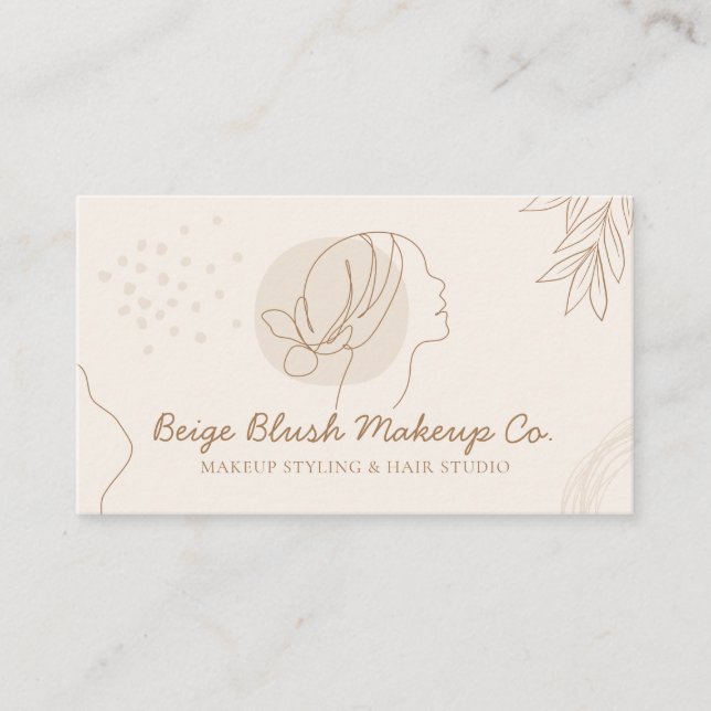 Beige Blush Calligraphy Beauty Woman Hair Band Business Card (Front)