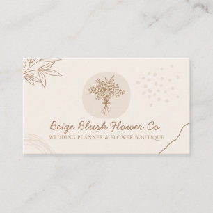 Beige Blush Calligraphy Wedding Flower Bouquet Business Card