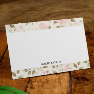 Beige Blush Floral Personalised Note Cards