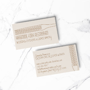 Beige Blush Fork Restaurant Cook Business Card
