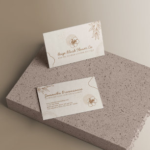 Beige Blush Hibiscus Wedding Calligraphy Flower Business Card