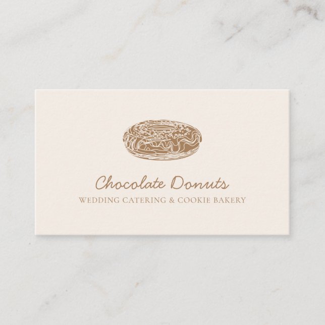 Beige Blush Homemade Chocolate Doughnut Logo Business Card (Front)