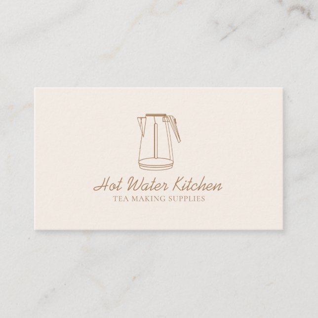 Beige Blush Kitchen Utensil Tea Bowler Business Card (Front)
