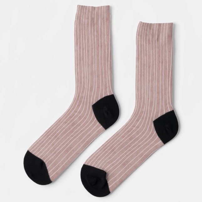 Beige Blush Pale Stripes  Socks (Left)
