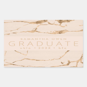  Beige Blush Photo Grad Gold Marble Photo Announce Rectangular Sticker