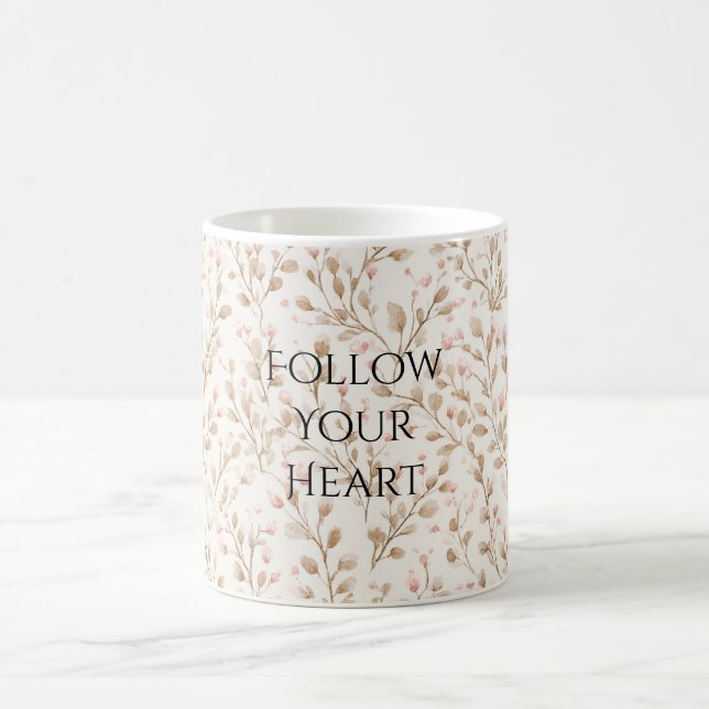Beige Blush Pink Floral Coffee Mug (Center)