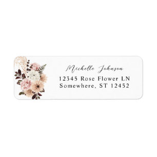 Beige & Blush Pink Rustic Floral Return Address