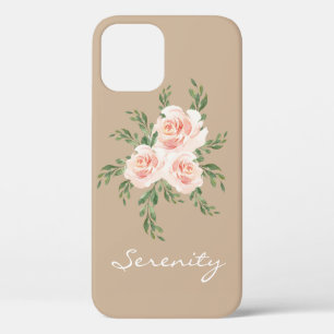 Beige Blush SerenityRomantic Watercolor Typography iPhone 12 Pro Case