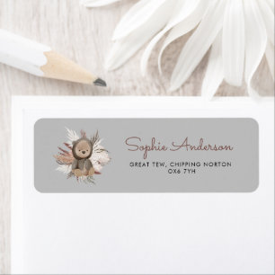 Beige Boho Bear Pampas Grass Address