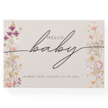 Beige Boho Chic Wildflower Baby Shower Guest Book
