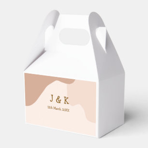 Beige boho curvy orange wedding name date favour box