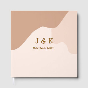 Beige boho curvy orange wedding name date guest book