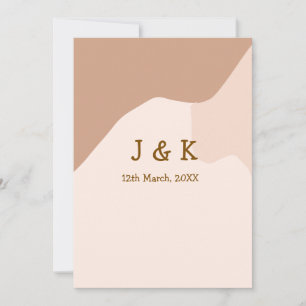 Beige boho curvy orange wedding name date invitation