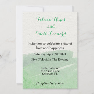 Beige Boho Elegant Green Modern Watercolor Wedding Invitation