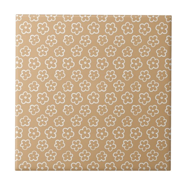Beige Bold Y2K Wildflower Vibrant Spring Decor Tile (Front)