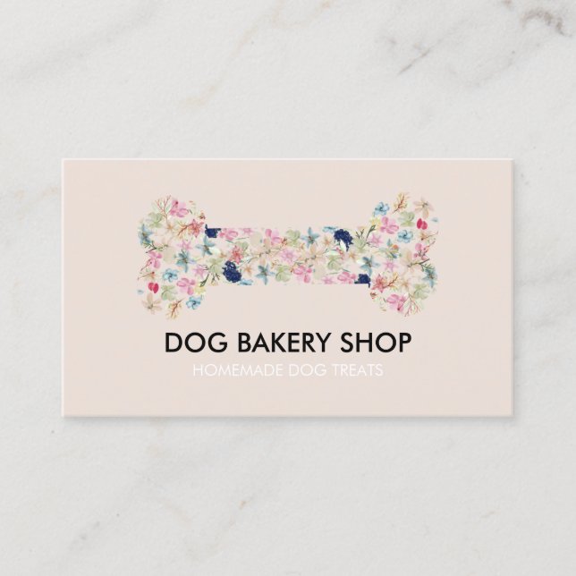 Beige Bone Homemade Dog Treats Business Card (Front)