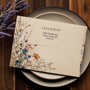 Beige Border Rustic Boho Wildflower Envelope
