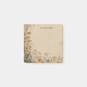 Beige Border Rustic Boho Wildflower  Post-it Notes
