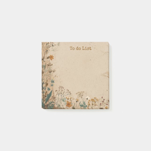 Beige Border Rustic Boho Wildflower  Post-it Notes (Front)