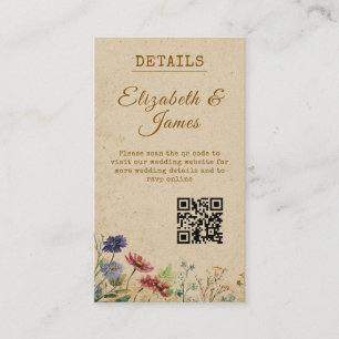 Beige Border Rustic Boho Wildflower Wedding  Enclosure Card