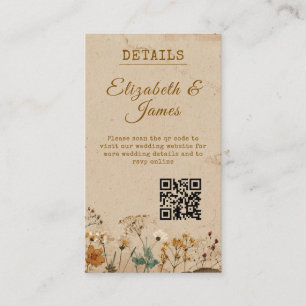 Beige Border Rustic Boho Wildflower Wedding  Enclosure Card