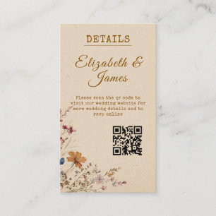 Beige Border Rustic Boho Wildflower Wedding  Enclosure Card